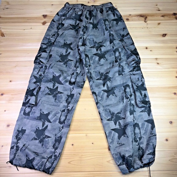 ROMWE Street Life Pants Mens Medium Camouflage Star Print Wide Leg Cargo Pants - Picture 7 of 12
